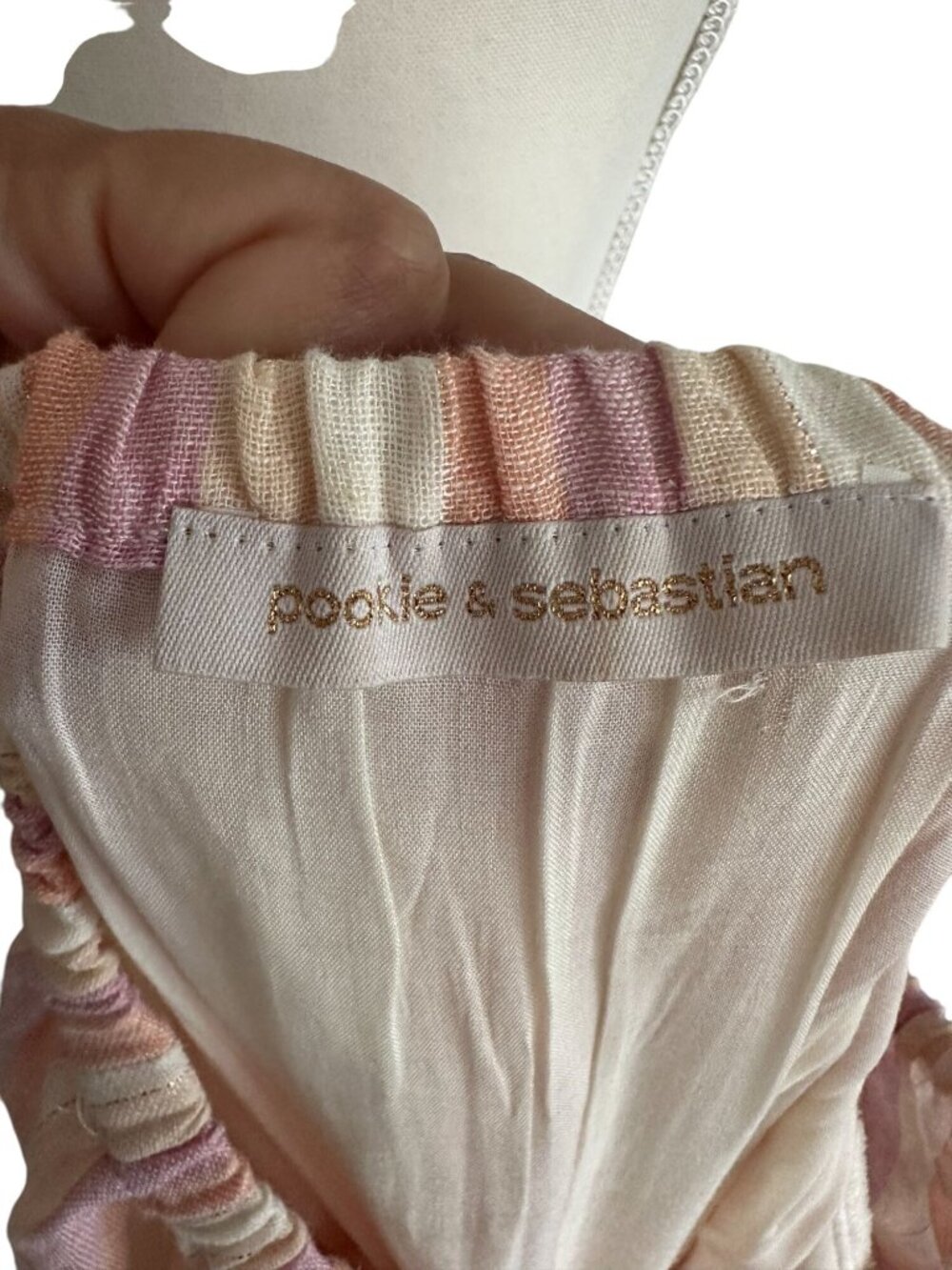 POOKIE & SEBASTIAN Striped Linen Blend Dress Size L - Picture 6 of 12